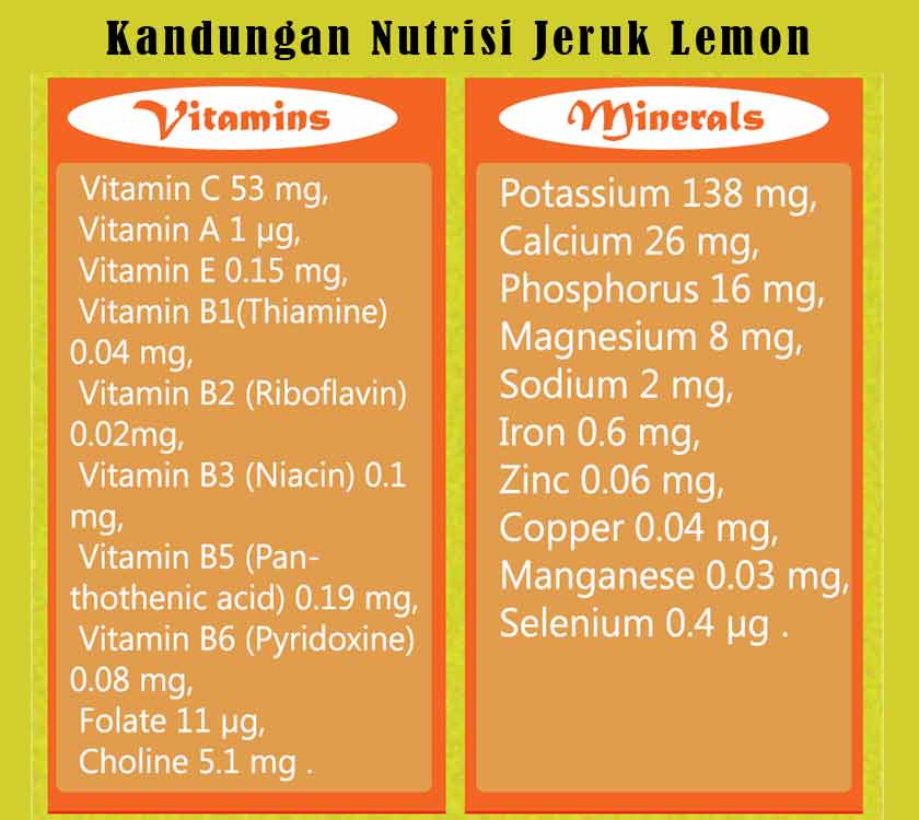 kandungan nutrisi jeruk lemon