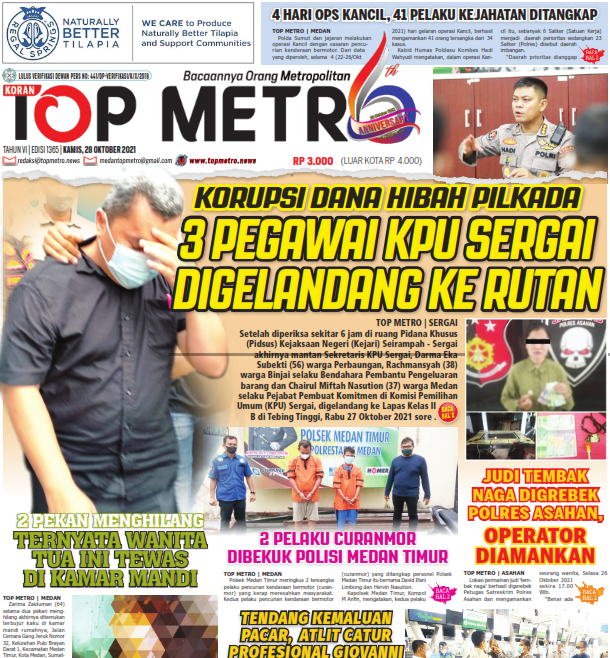 Epaper Top Metro Edisi 1365, Tanggal 28 Oktober 2021