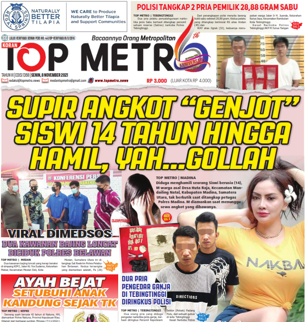 Epaper Top Metro Edisi 1368, Tanggal 8 November 2021