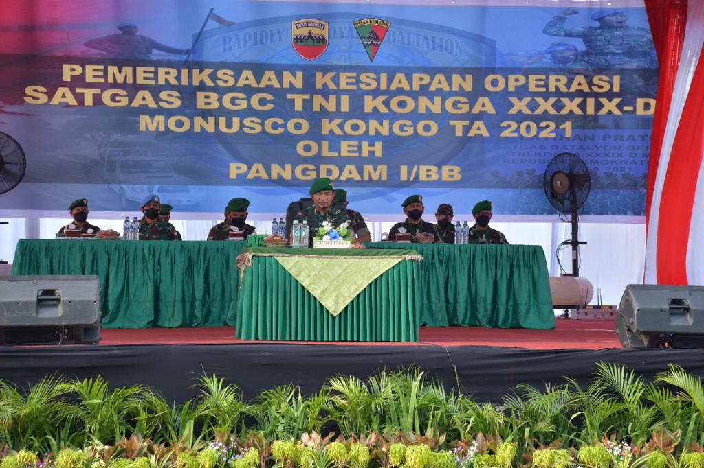 Pangdam I/BB, Mayjen TNI Hassanudin, SIP, MM, menegaskan bahwa Prajurit Terpilih Yonmek 121/MK siap menjalankan tugas operasi sebagai Satgas BGC TNI