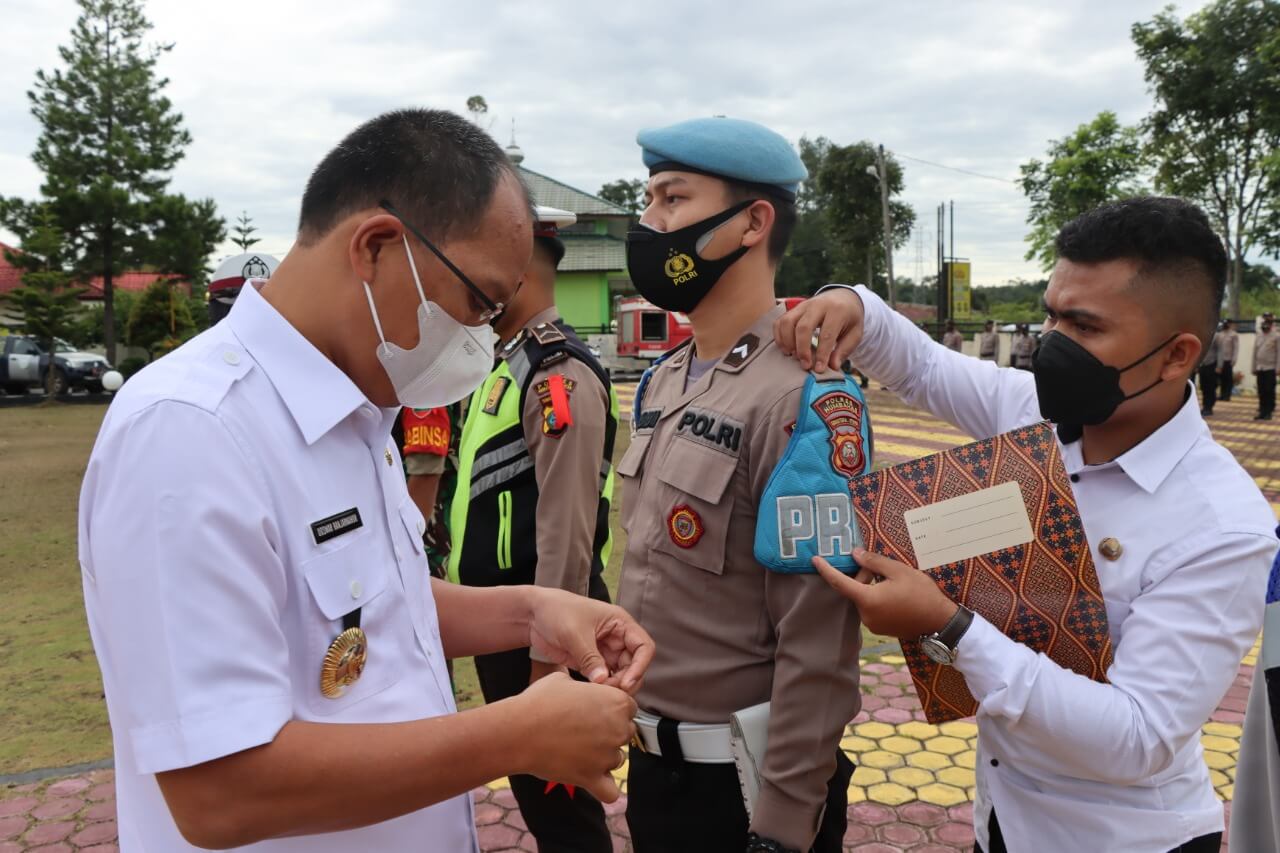 Jalang Nataru, Polres Humbahas Laksanakan Apel Gelar Pasukan Ops Lalin Toba 2021