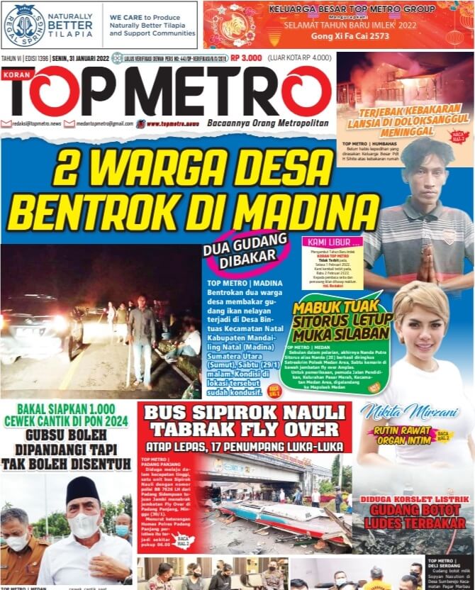 Epaper Top Metro Edisi 1396, Tanggal 31 Januari 2022