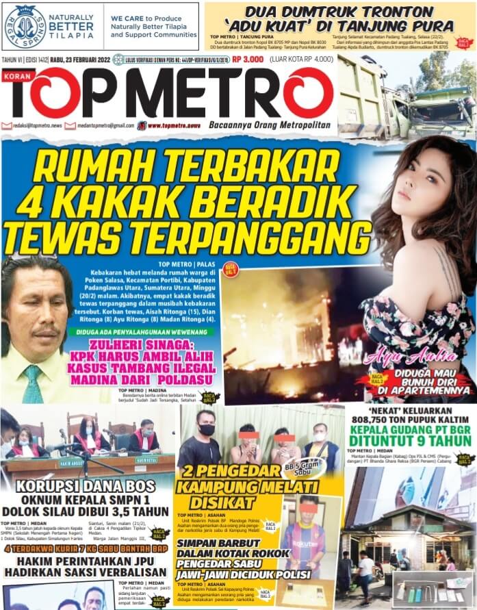 Epaper Top Metro Edisi 1412, Tanggal 23 Februari 2022