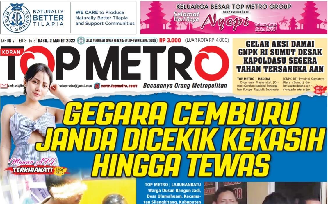 Epaper Top Metro Edisi 1415, Tanggal 2 Maret 2022