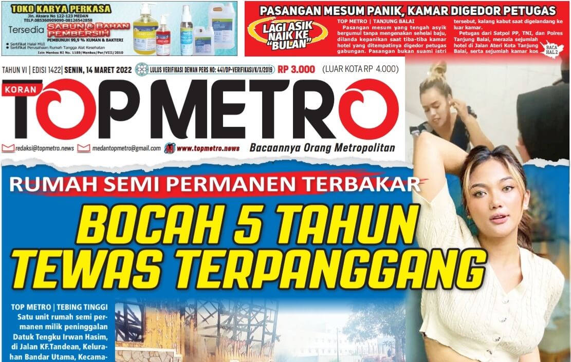 Epaper Top Metro Edisi 1422, Tanggal 14 Maret 2022