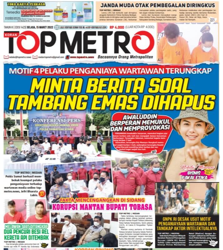 Epaper Top Metro Edisi 1423, Tanggal 15 Maret 2022