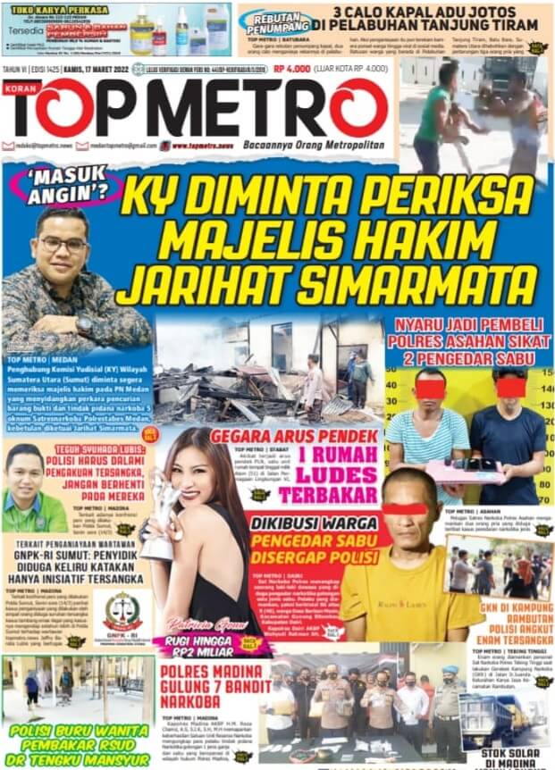 Epaper Top Metro Edisi 1425, Tanggal 17 Maret 2022
