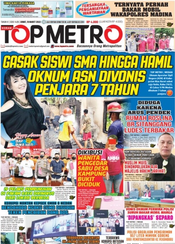Epaper Top Metro Edisi 1426, Tanggal 18 Maret 2022