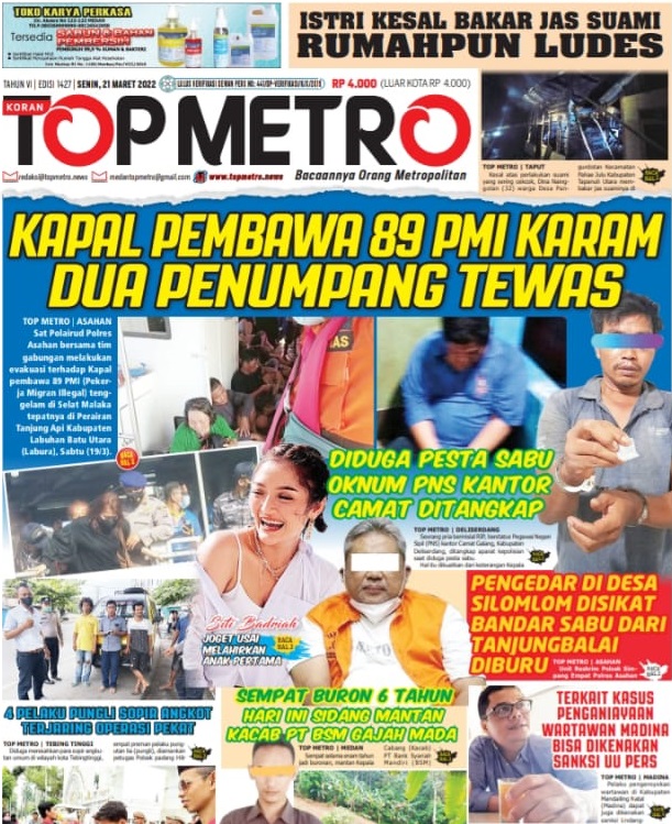 Epaper Top Metro Edisi 1427, Tanggal 21 Maret 2022