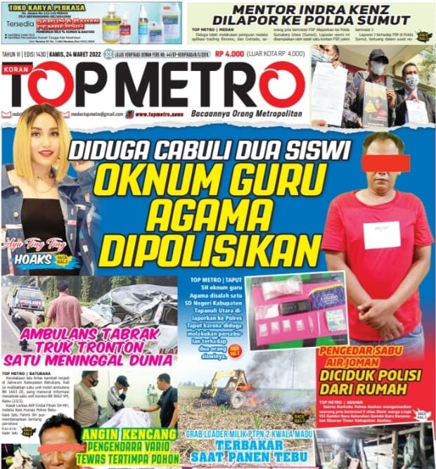 Epaper Top Metro Edisi 1430, Tanggal 24 Maret 2022