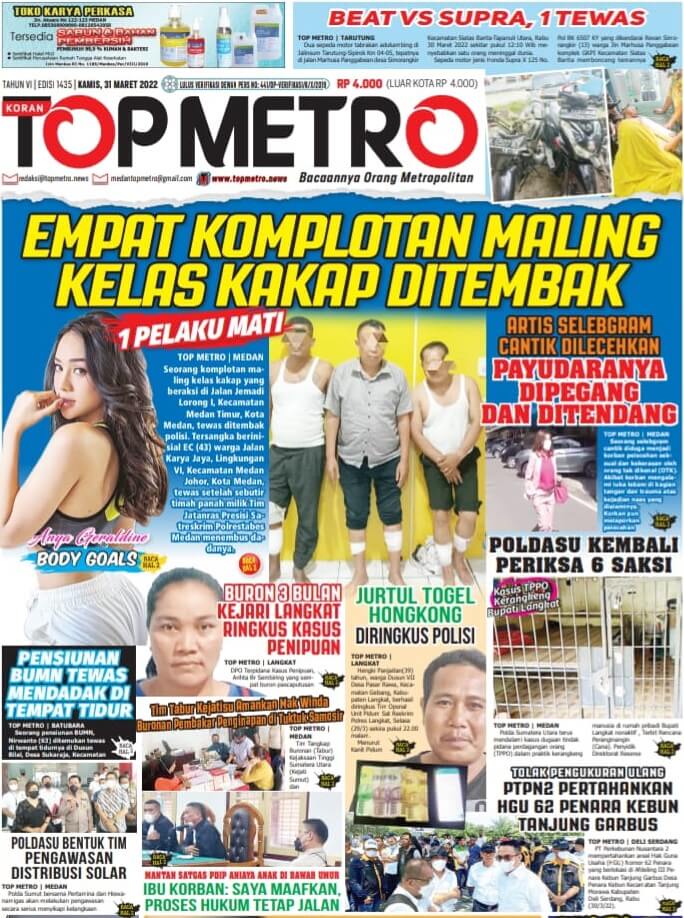 Epaper Top Metro Edisi 1435, Tanggal 31 Maret 2022