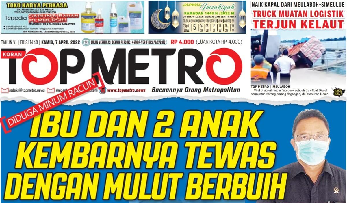 Epaper Top Metro Edisi 1440, Tanggal 7 April 2022