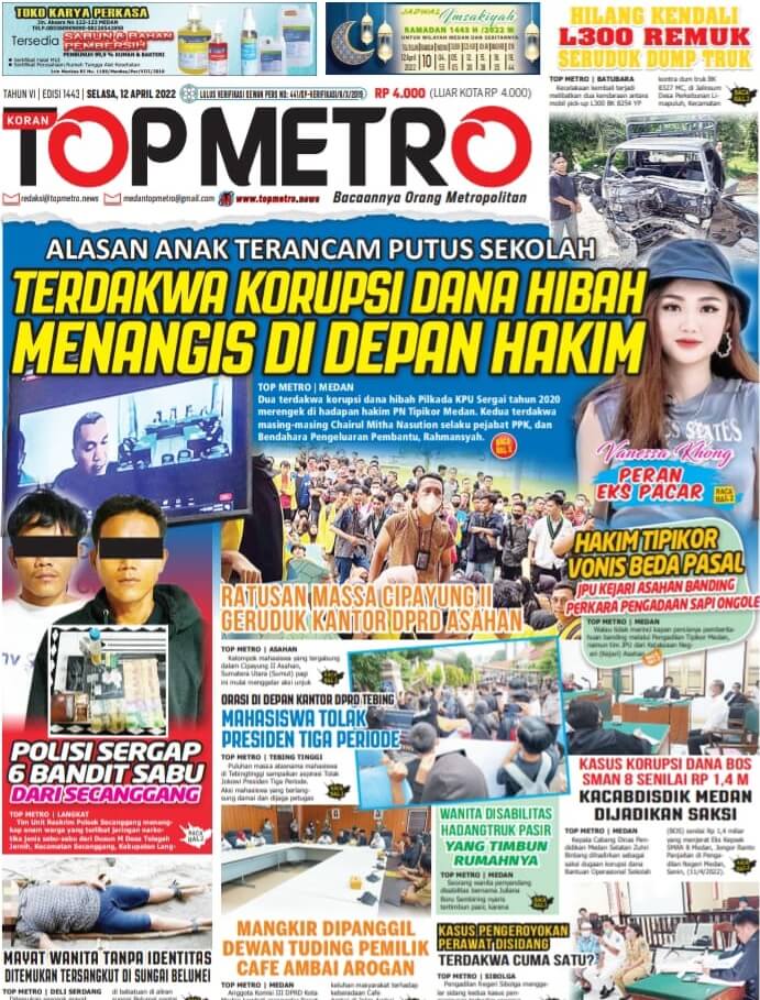 Epaper Top Metro Edisi 1443, Tanggal 12 April 2022