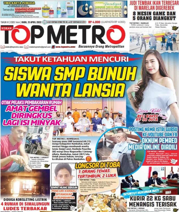 Epaper Top Metro Edisi 1444, Tanggal 13 April 2022