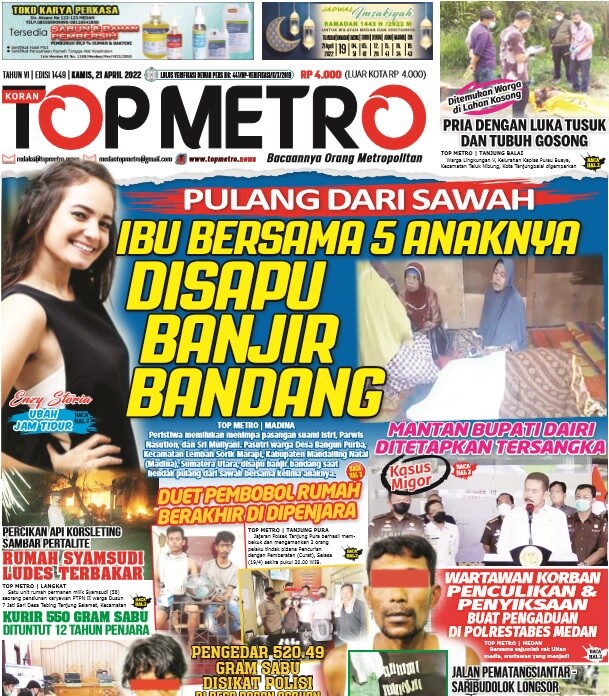 Epaper Top Metro Edisi 1449, Tanggal 21 April 2022
