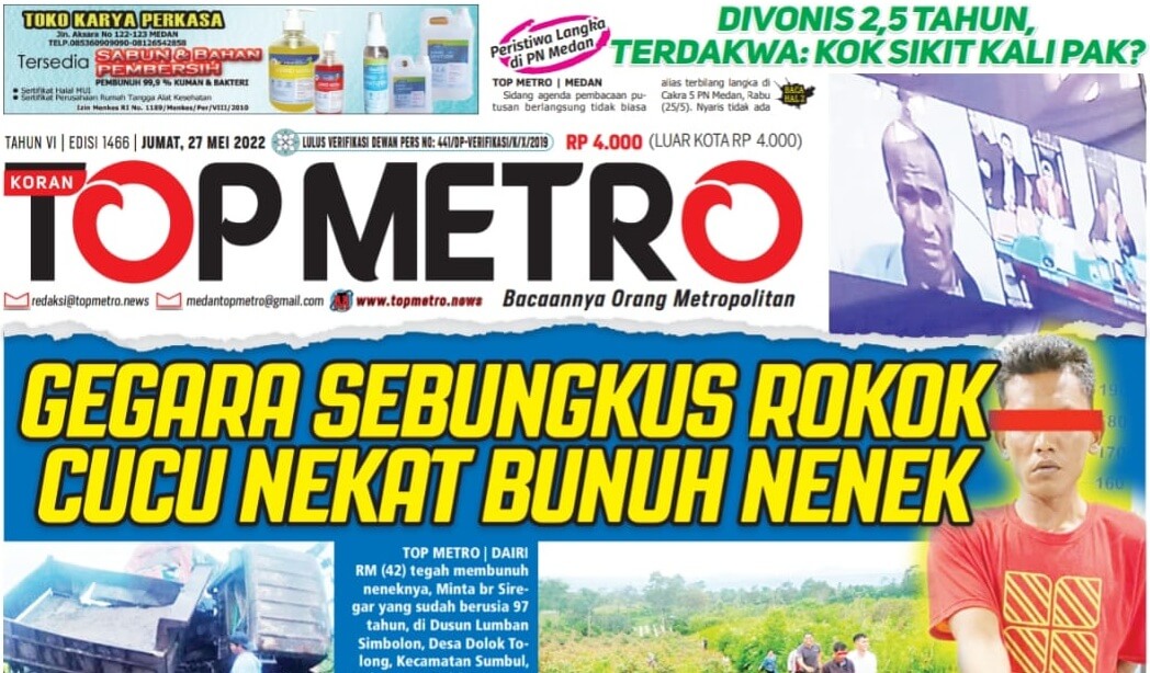 Epaper Top Metro Edisi 1466, Tanggal 27 Mei 2022
