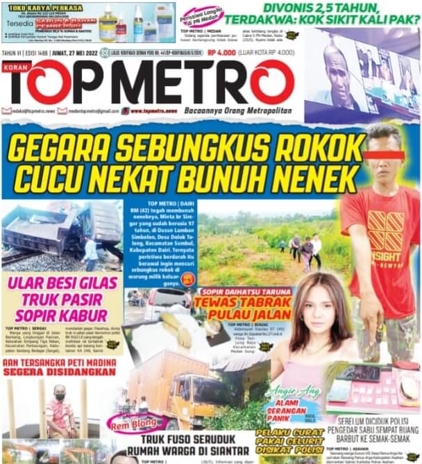 Epaper Top Metro Edisi 1466, Tanggal 27 Mei 2022