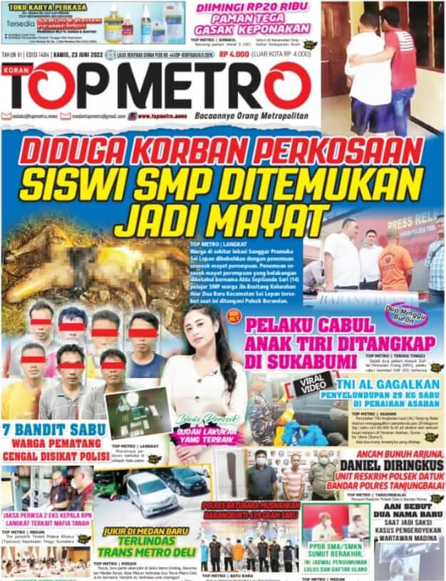 Epaper Top Metro Edisi 1484, Tanggal 23 Juni 2022
