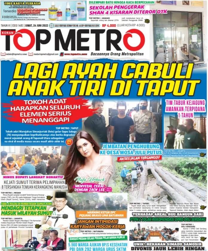 Epaper Top Metro Edisi 1485, Tanggal 24 Juni 2022