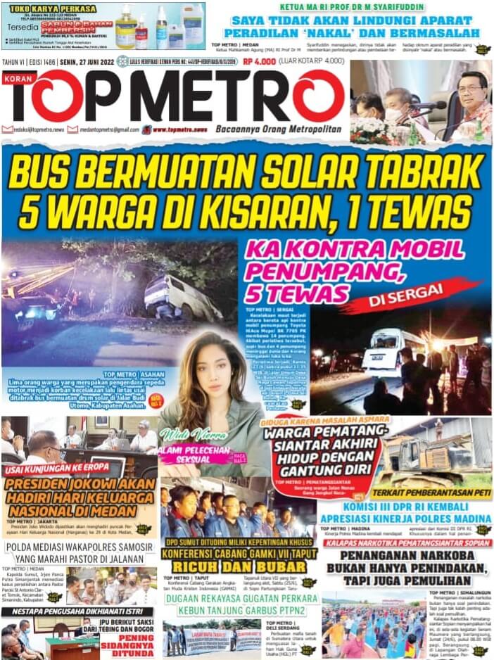 Epaper Top Metro Edisi 1486, Tanggal 27 Juni 2022