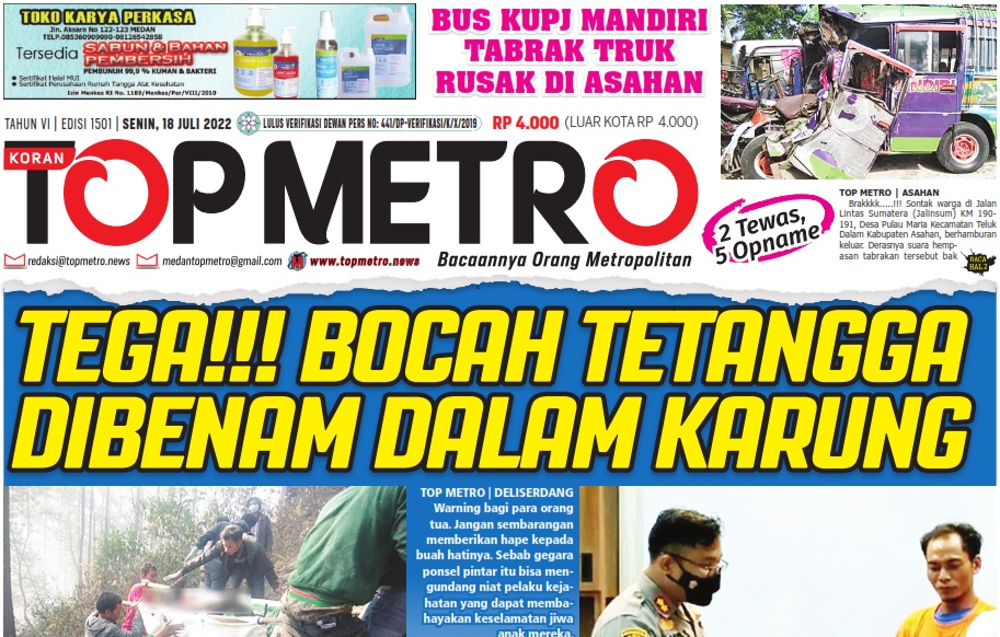 Epaper Top Metro Edisi 1501, Tanggal 18 Juli 2022