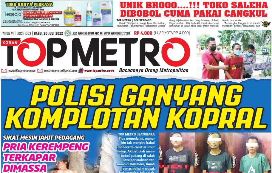 Epaper Top Metro Edisi 1503, Tanggal 20 Juli 2022