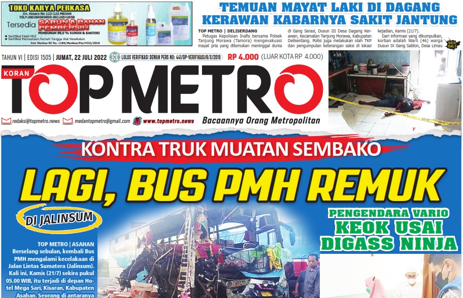 Epaper Top Metro Edisi 1505, Tanggal 22 Juli 2022