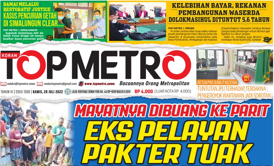 Epaper Top Metro Edisi 1509, Tanggal 28 Juli 2022