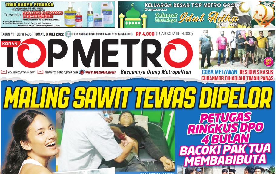 Epaper Top Metro Edisi 1495, Tanggal 8 Juli 2022