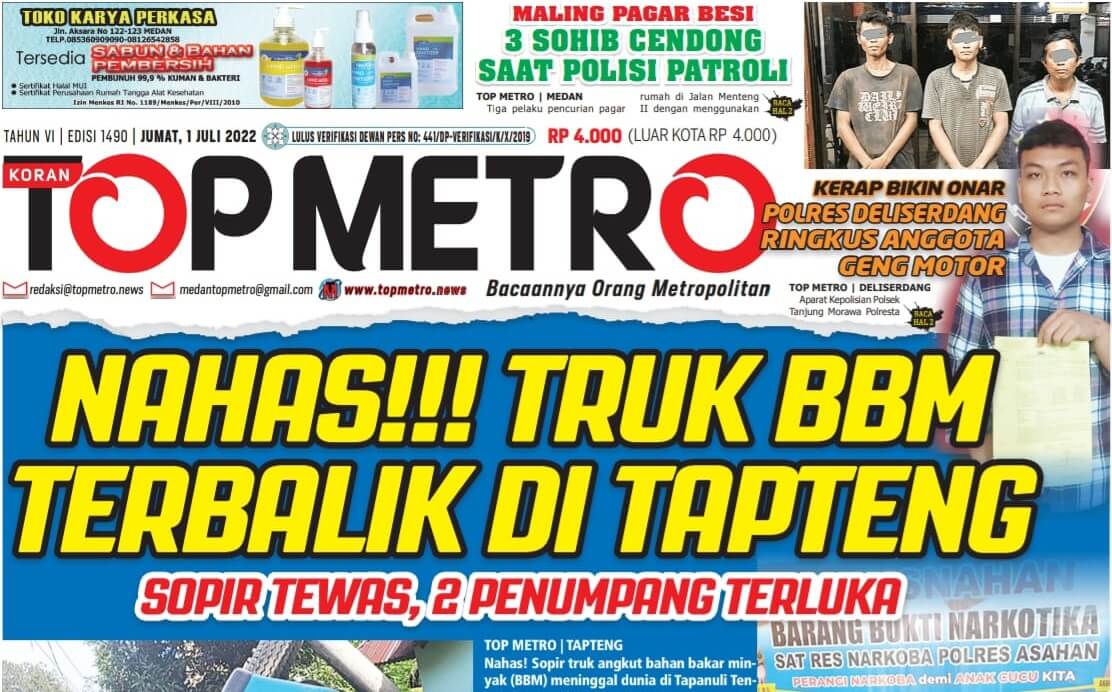 Epaper Top Metro Edisi 1490, Tanggal 1 Juli 2022