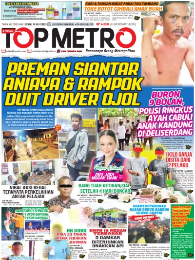 Epaper Top Metro Edisi 1496, Tanggal 11 Juli 2022