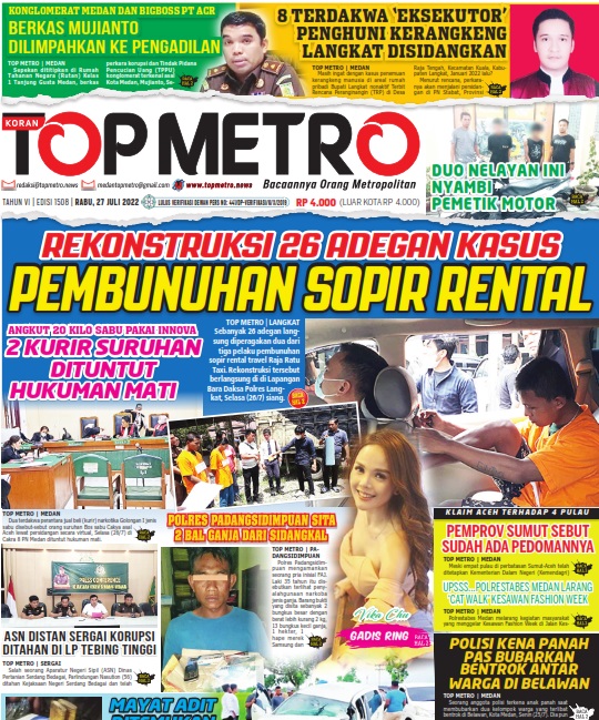 Epaper Top Metro Edisi 1508, Tanggal 27 Juli 2022