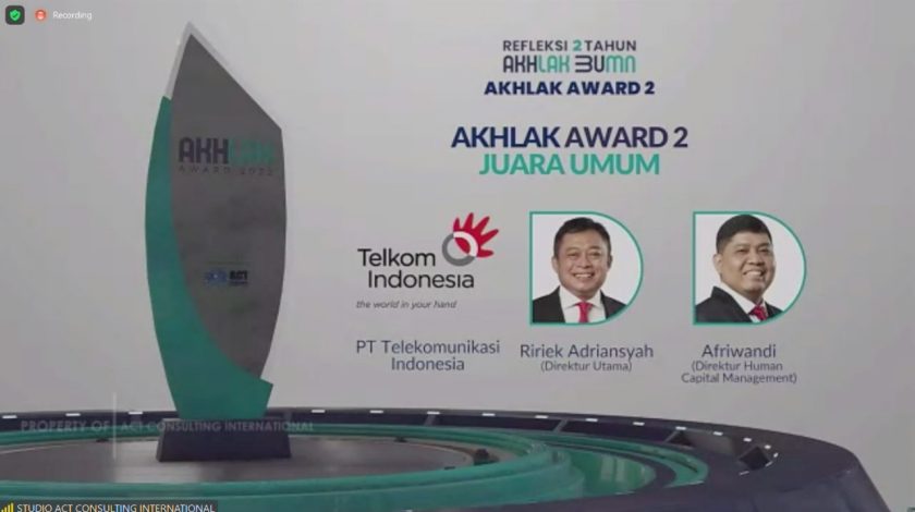 Telkom Kembali Raih Predikat Best of the Best pada AKHLAK Awards 2022