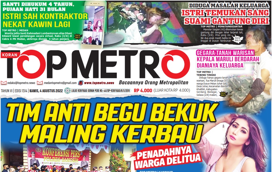 Epaper Top Metro Edisi 1514, Tanggal 4 Agustus 2022