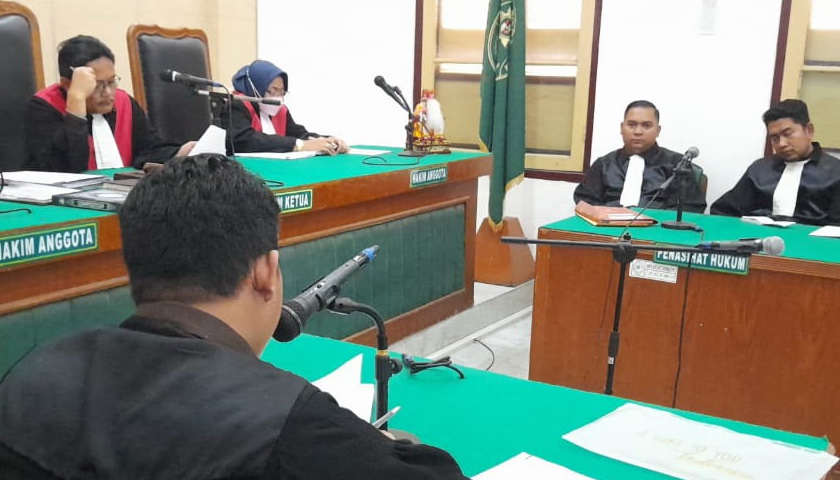 Canakya Suman (42), Direktur PT Krisna Agung Yudha Abadi (KAYA), Senin (8/8/2022), secara video teleconference (vicon) menjalani sidang perdana di Cakra 8 Pengadilan Tipikor Medan.