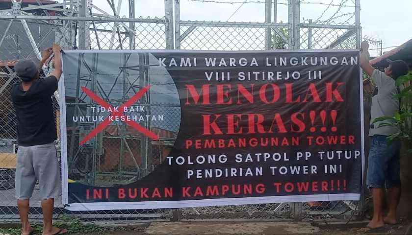 Terkait pembangunan tower di Lingkungan 8, Kelurahan Sitirejo III Kecamatan Medan Amplas, Kota Medan, warga setempat mengirimkan surat terbuka kepada Wali Kota Medan Bobby Nasution.