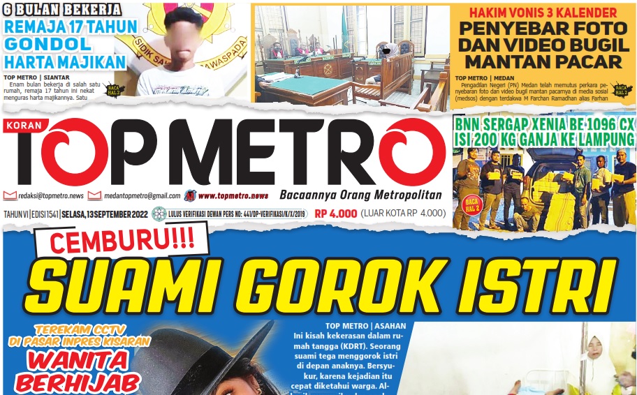 Epaper Top Metro Edisi 1541, Tanggal 13 September 2022