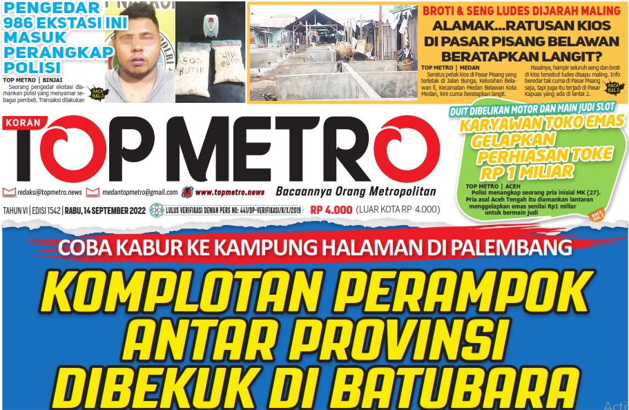 Epaper Top Metro Edisi 1542, Tanggal 14 September 2022