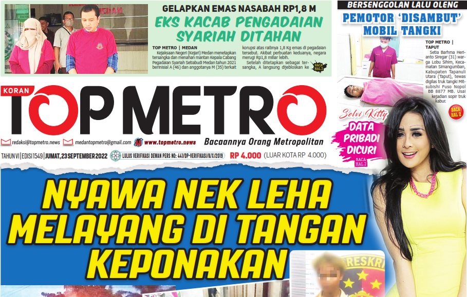Epaper Top Metro Edisi 1549, Tanggal 23 September 2022