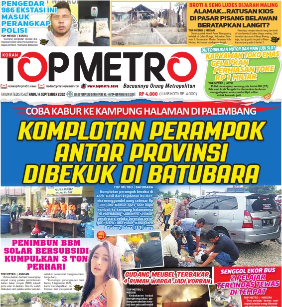 Epaper Top Metro Edisi 1542, Tanggal 14 September 2022