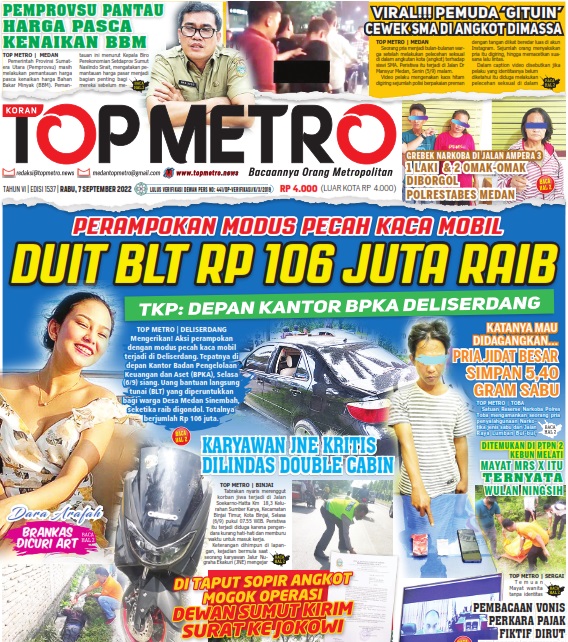 Epaper Top Metro Edisi 1537, Tanggal 7 September 2022