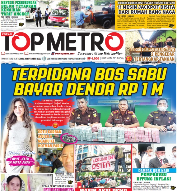 Epaper Top Metro Edisi 1538, Tanggal 8 September 2022