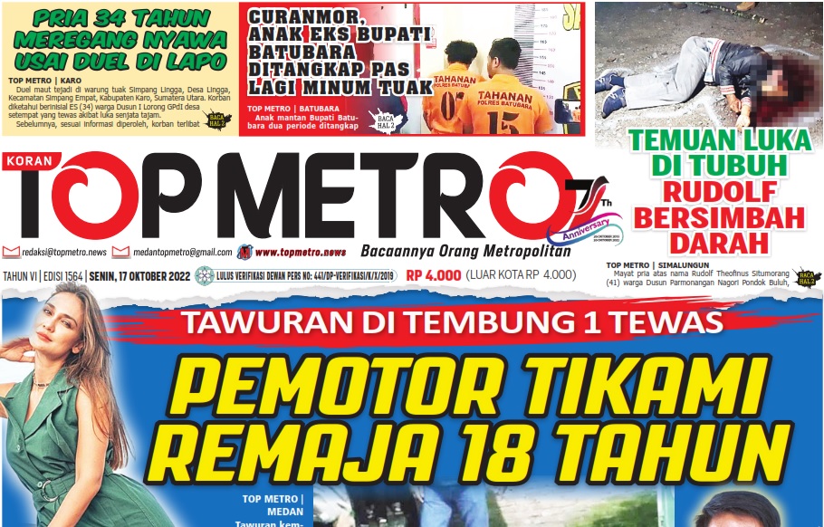 Epaper Top Metro Edisi 1564, Tanggal 17 Oktober 2022