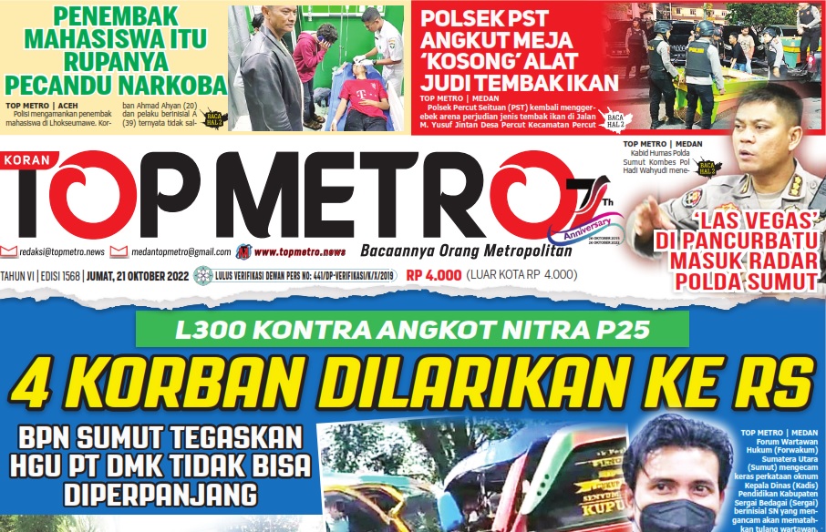 Epaper Top Metro Edisi 1568, Tanggal 21 Oktober 2022