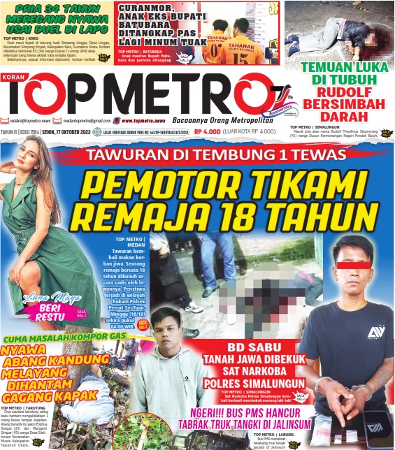 Epaper Top Metro Edisi 1564, Tanggal 17 Oktober 2022