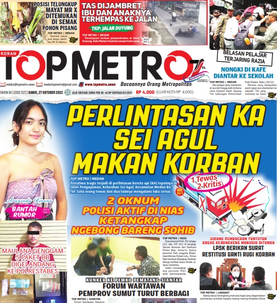 Epaper Top Metro Edisi 1572, Tanggal 27 Oktober 2022