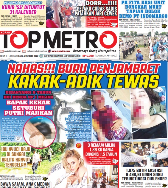 Epaper Top Metro Edisi 1557, Tanggal 5 Oktober 2022