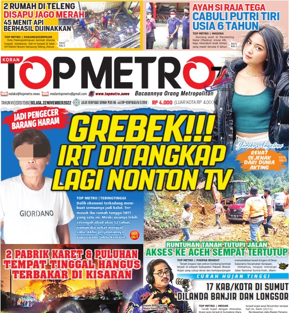 Epaper Top Metro Edisi 1589, Tanggal 22 November 2022
