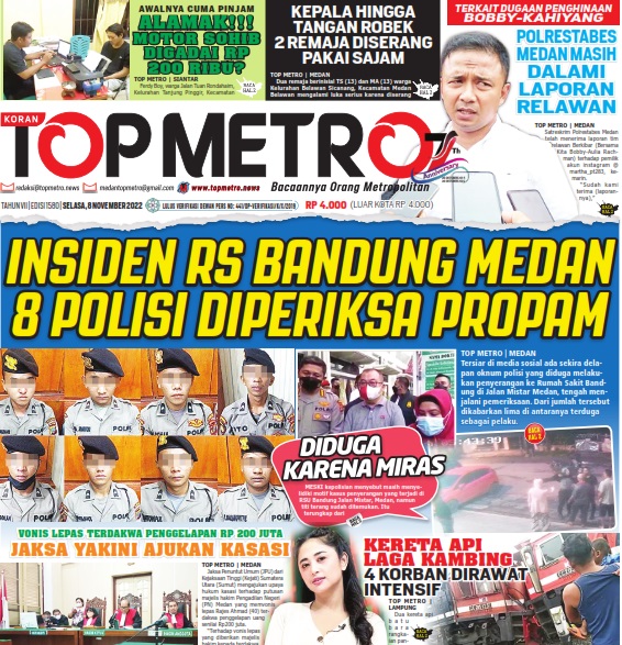 Epaper Top Metro Edisi 1580, Tanggal 8 November 2022