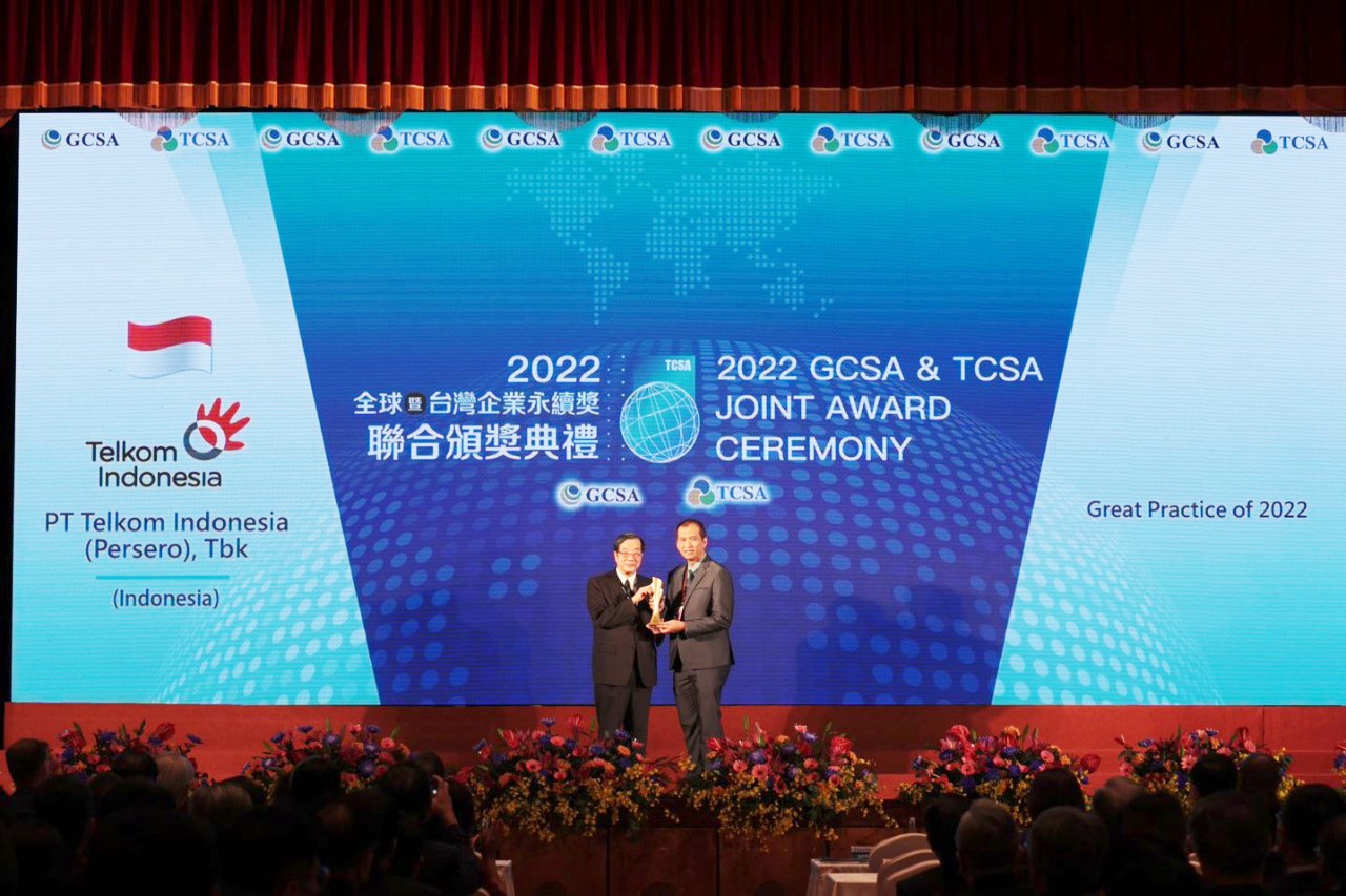 Telkom Raih Gelar Global Best Practice-Sustainability di Ajang Penghargaan Internasional GCSA 2022 di Taipei